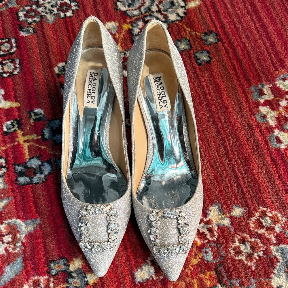 Badgley Mischka Glittering Silver Heels